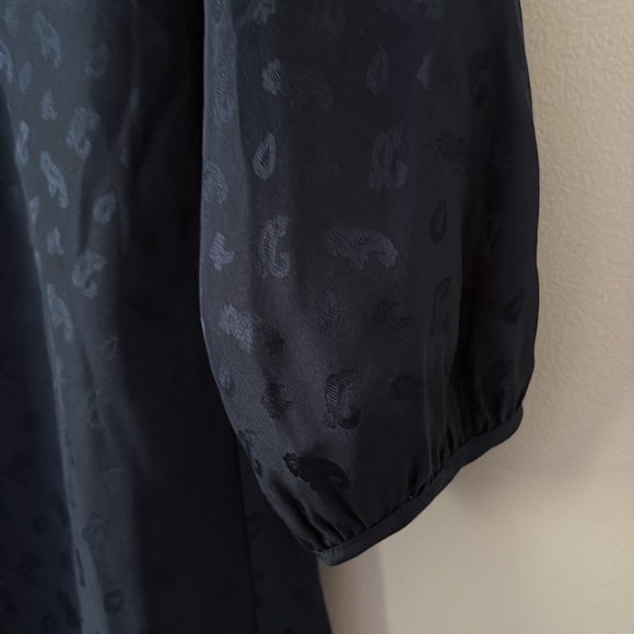 J. Crew Silk Blue Tonal Paisley Lined 3/4 Sleeve Shift Keyhole Dress Size 6 - Picture 3 of 12